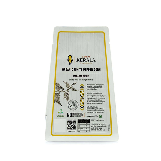 LocoKerala Malabar Tiger Organic White Pepper Corn Main Image