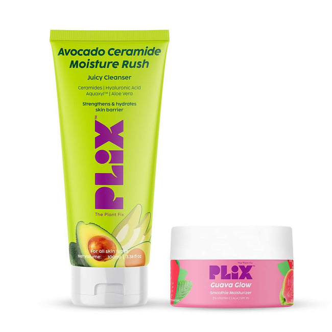 PLIX The Plant Fix Avocado Ceramide Moisture Rush Juicy Cleanser and Guava Moisturizer Combo Hover Image