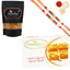 Ghasitaram Besan Barfi and Butter Chakli Sticks With 2 Pearl Beads Rakhis