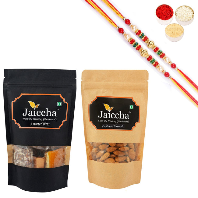 Ghasitaram Assorted Bites, Almonds With 2 Pearl Beads Rakhis Main Image