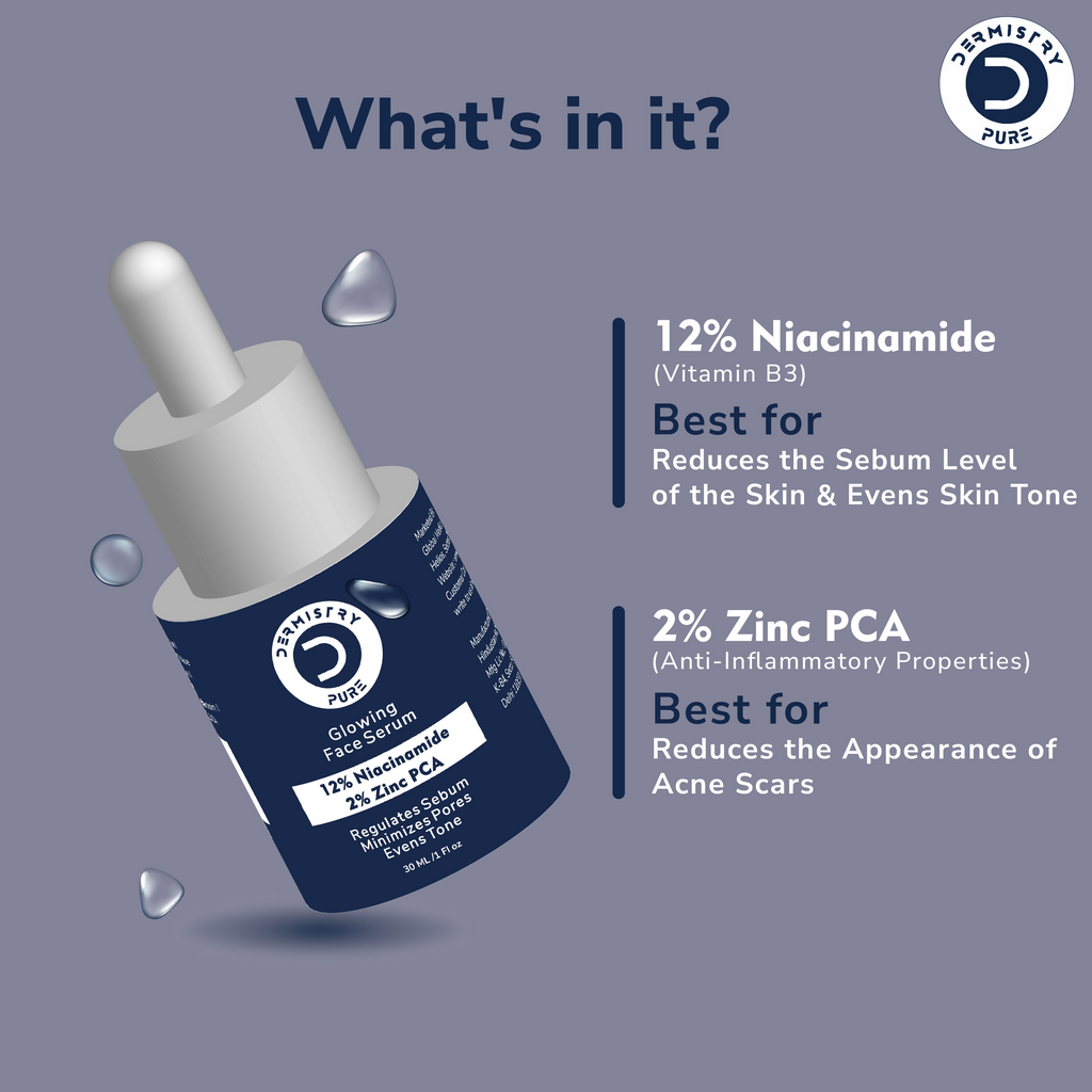 Dermistry 12% Niacinamide 2% Zinc Face Serum For Oil Blemish Control Minimize Pores & Even Skin Tone