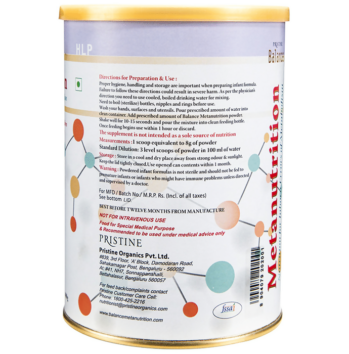 Pristine Balance Metanutrition HLP Powder (Upto 3 Years)- Unflavoured