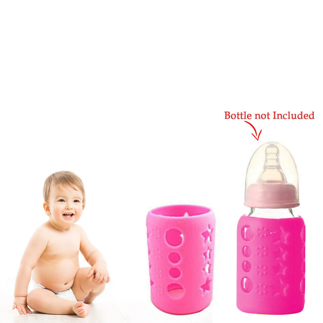 Safe-O-Kid Silicone Baby Feeding Bottle Cover Cum Sleeve for Insulated Protection 120mL- Pink Main Image