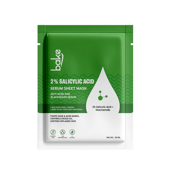 Bake 2% Salicylic Acid Sheet Mask For Black Heads, Oily And Acne Prone Skin Hover Image