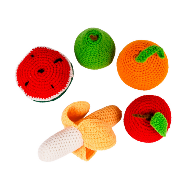Nesta Toys Crochet Fruit Toys, Pretend Play Plush Toys for Kids, Stuffed Toys for Babies (5 Pcs) Main Image