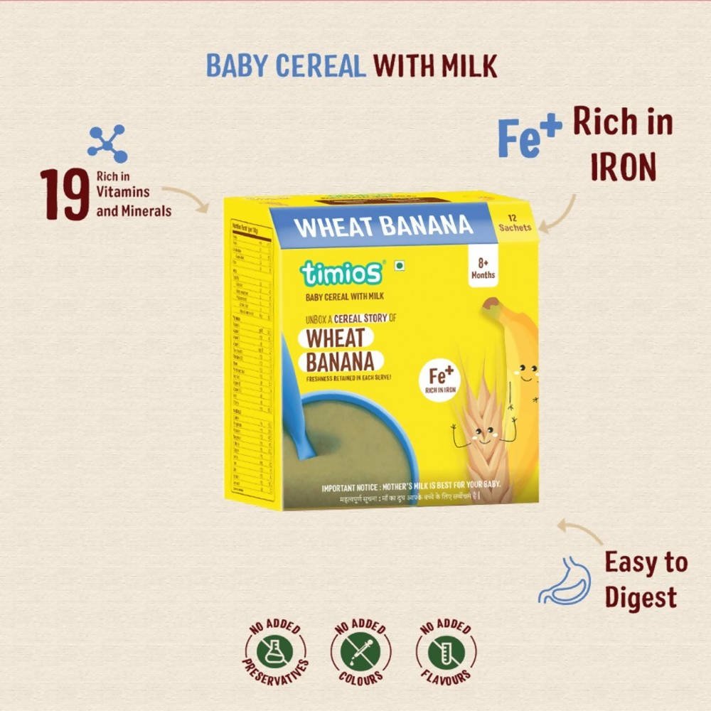 Timios Organic Wheat Banana Baby Cereal