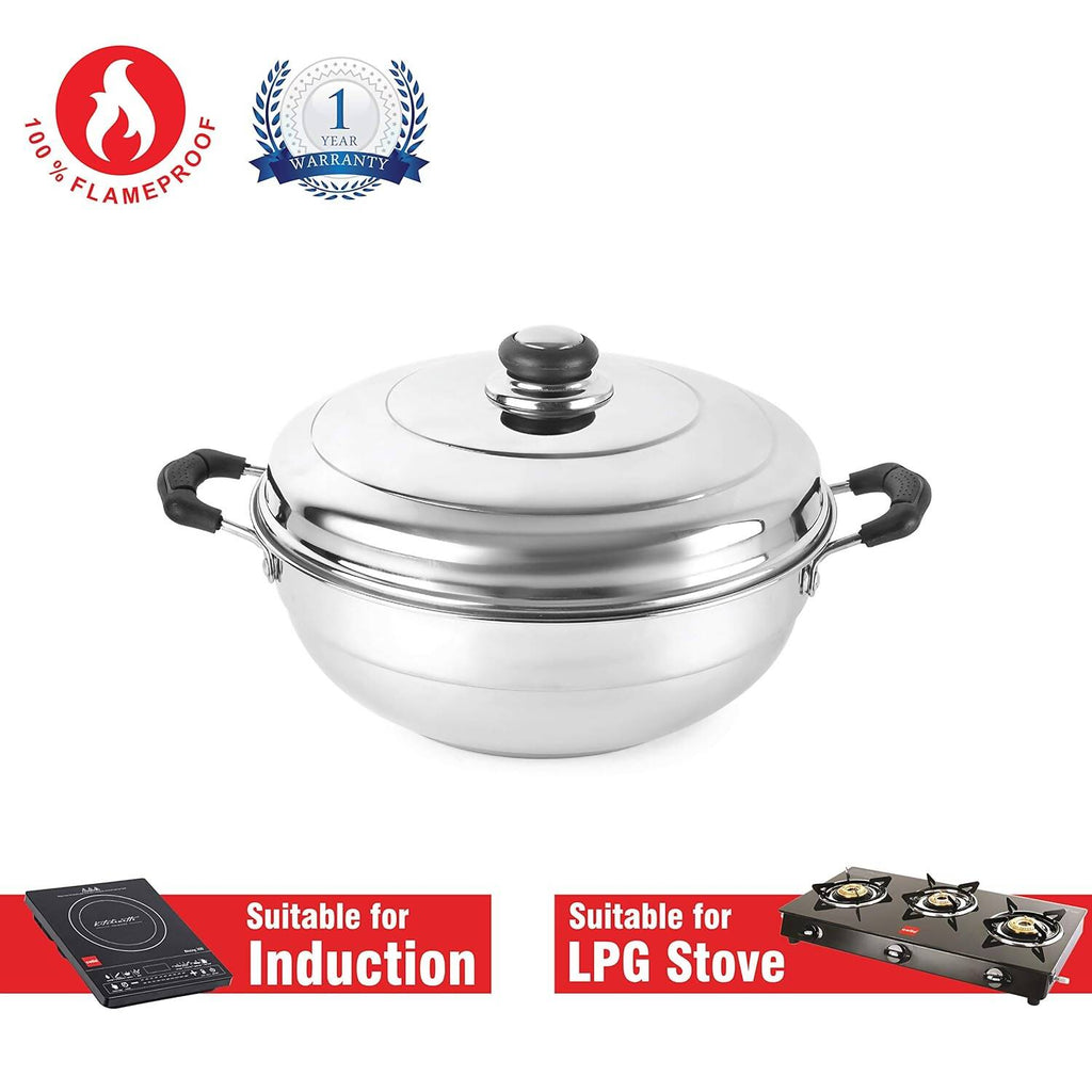 Cello Stainless Steel Induction Base Idli Cooker (Idly Maker) And Multi Kadhai With 6 Plates