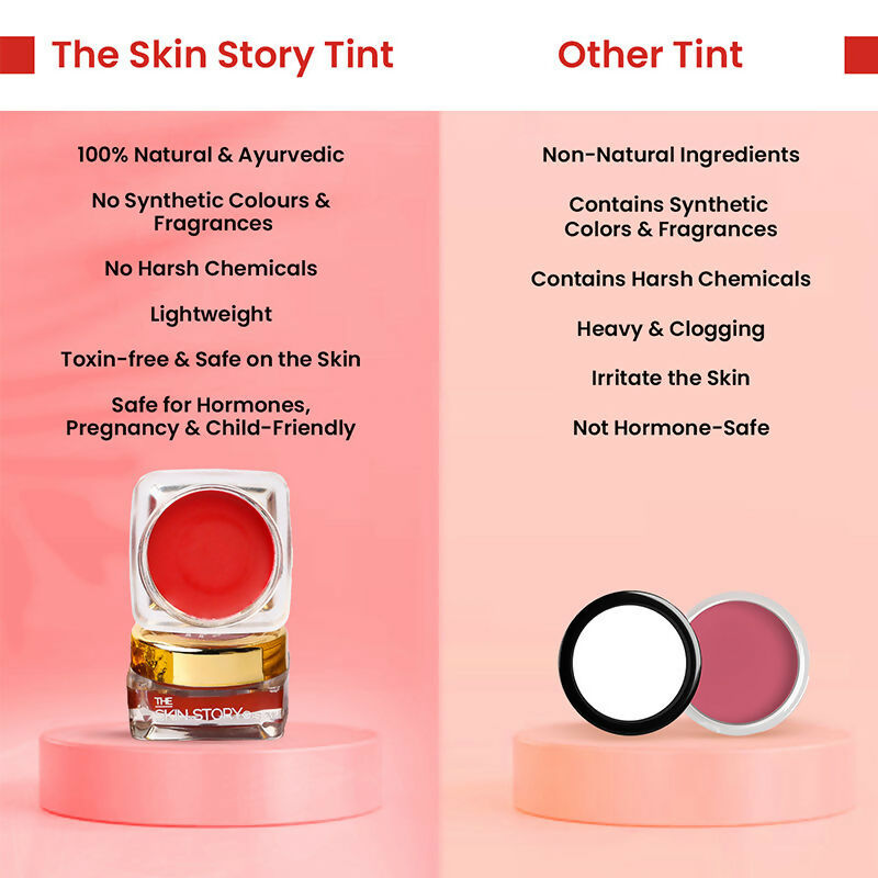 The Skin Story 100% Natural Lip Cheek Eye Tint Nourishing Ayurvedic Safe For Hormones - Romantic Red