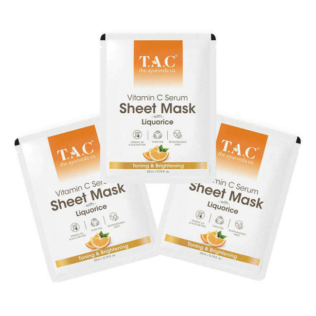TAC - The Ayurveda Co. Vitamin C Serum Sheet Mask | Natural Skin Brightness Hover Image