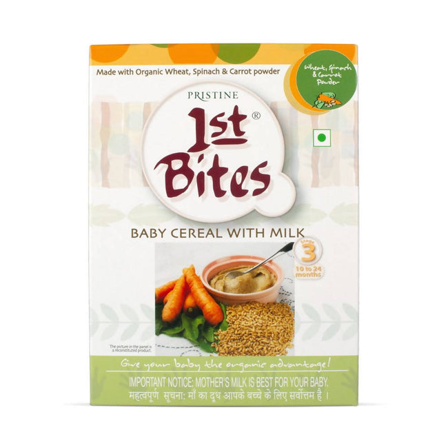 Pristine 1st Bites Baby Cereal Stage-3 Organic Wheat, Spinach & Carrot Hover Image