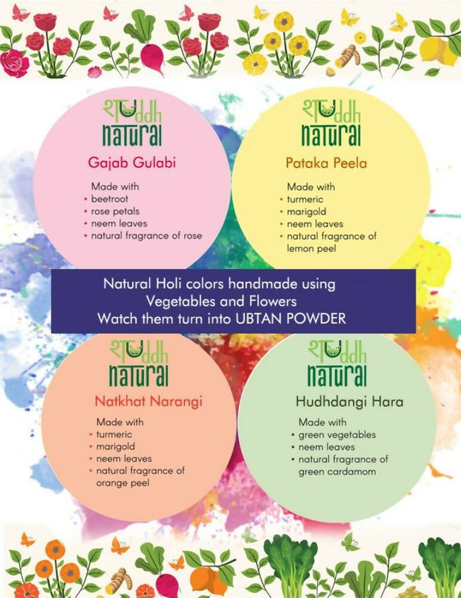 Shuddh Natural Ubtan Based Herbal Gulal | Ayurvedic Thandai Powder |Kashmiri Kahwa |Natural Honey | Holi Gift Hamper Main Image