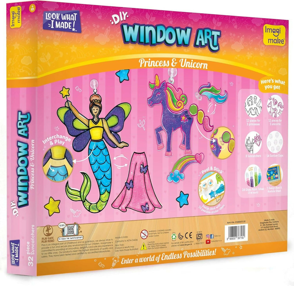 Imagimake Window Art Princess & Unicorn Suncatcher Kit Unicorn Toys for Girls Age 5-8 Craft Kits