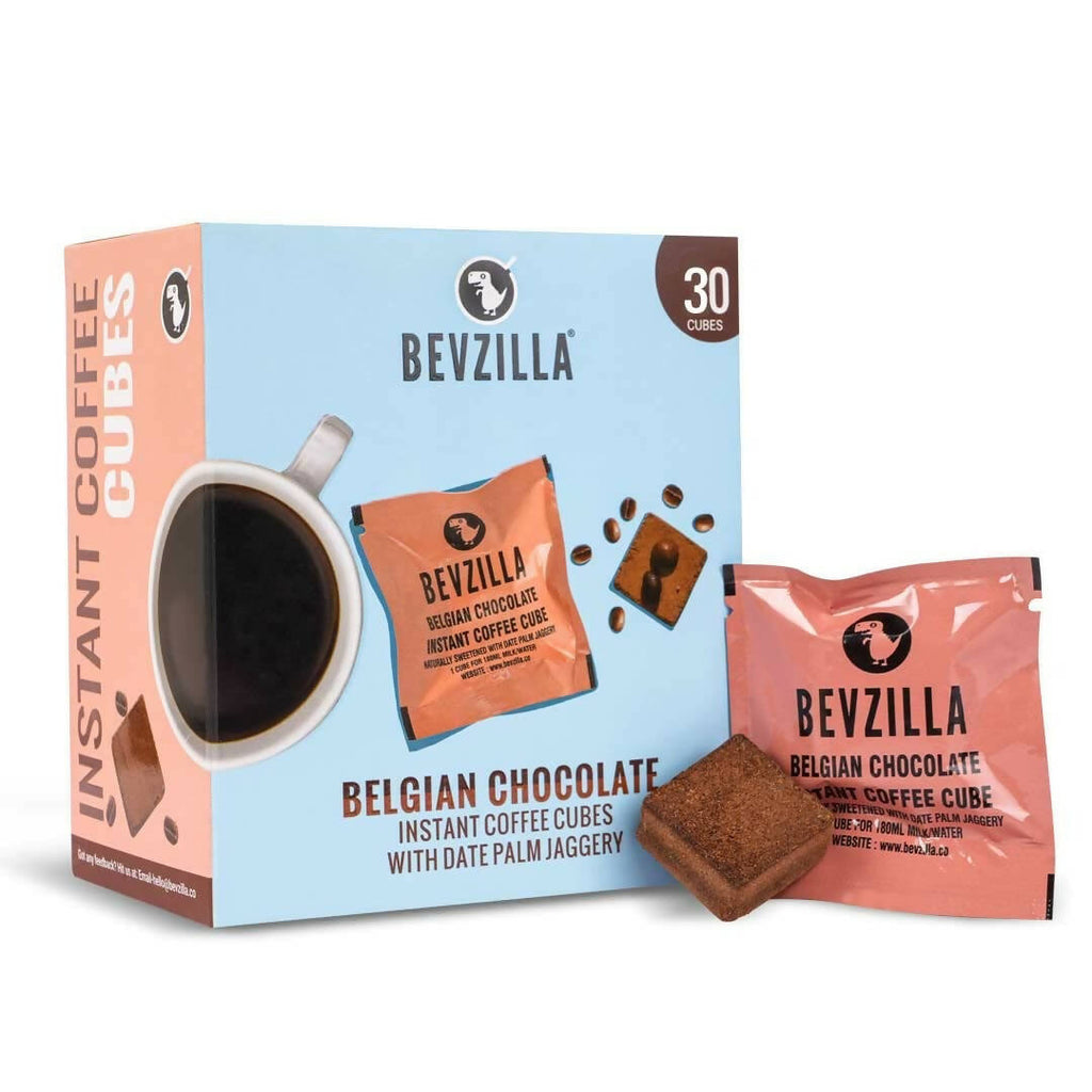 Bevzilla Instant Coffee Cubes Pack with Organic Date Palm Jaggery - Belgian Chocolate
