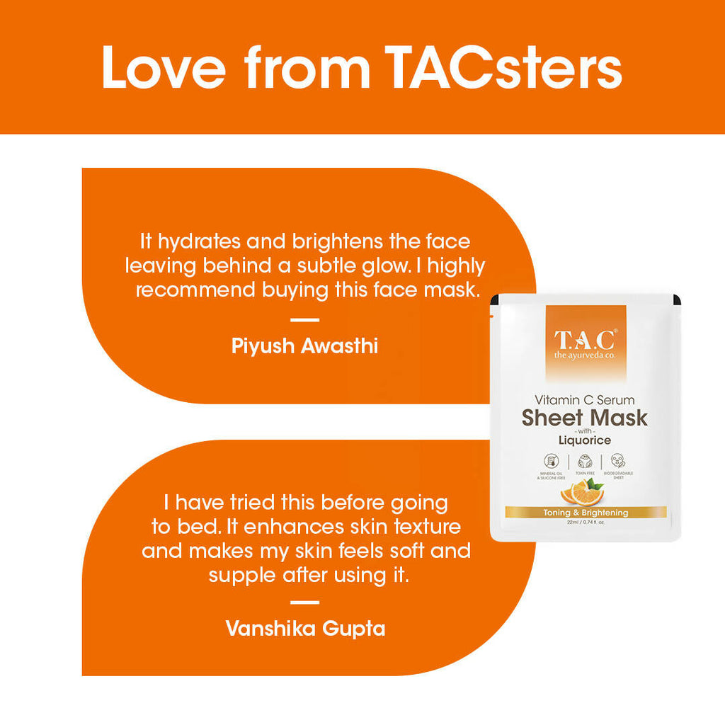 TAC - The Ayurveda Co. Vitamin C Serum Sheet Mask | Natural Skin Brightness