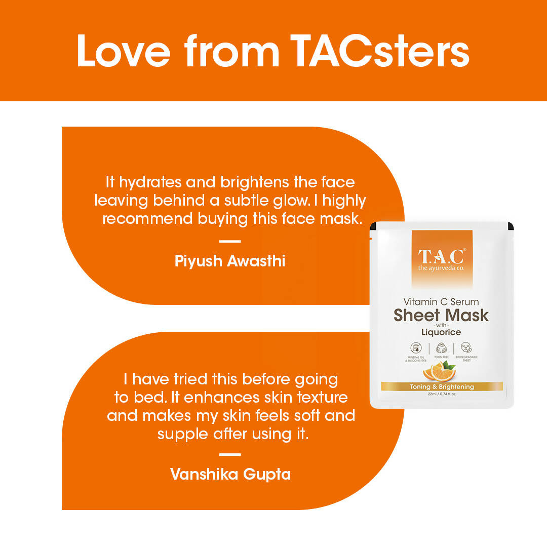 TAC - The Ayurveda Co. Vitamin C Serum Sheet Mask | Natural Skin Brightness