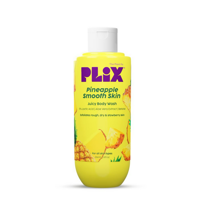PLIX The Plant Fix Pineapple 5% Lactic Acid Body Wash Exfoliates Dry, Rough & Strawberry Skin Hover Image