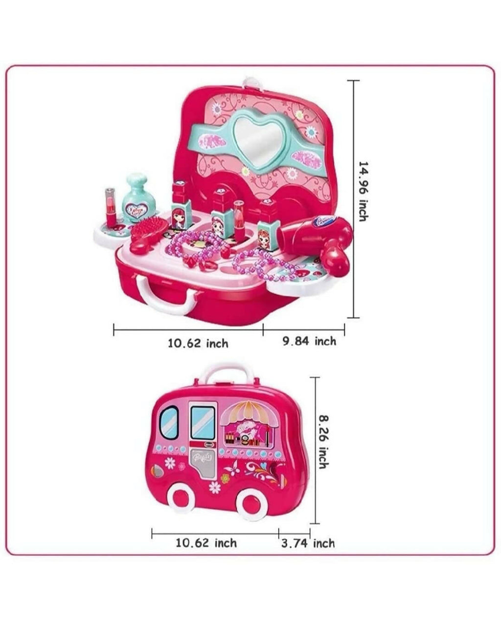 Sardar Ji Ki Dukan Beauty Make Up Case And Cosmetic Set Suitcase With Makeup Accessories For Children Girls- Pink,Plastic,Pack Of 1 Set