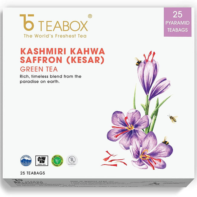 Teabox Kashmiri Kahwa Saffron (Kesar) Green Tea Bags Hover Image