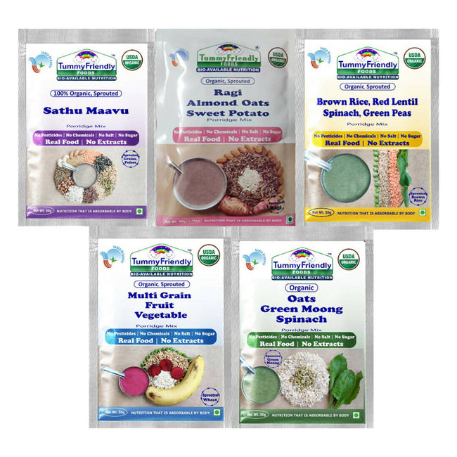 TummyFriendly Foods Organic Stage3 Sprouted Porridge Mixes Trial Packs Combo Hover Image