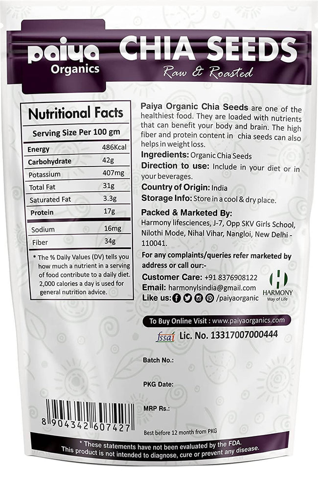 Paiya Organics Raw Chia Seeds Main Image