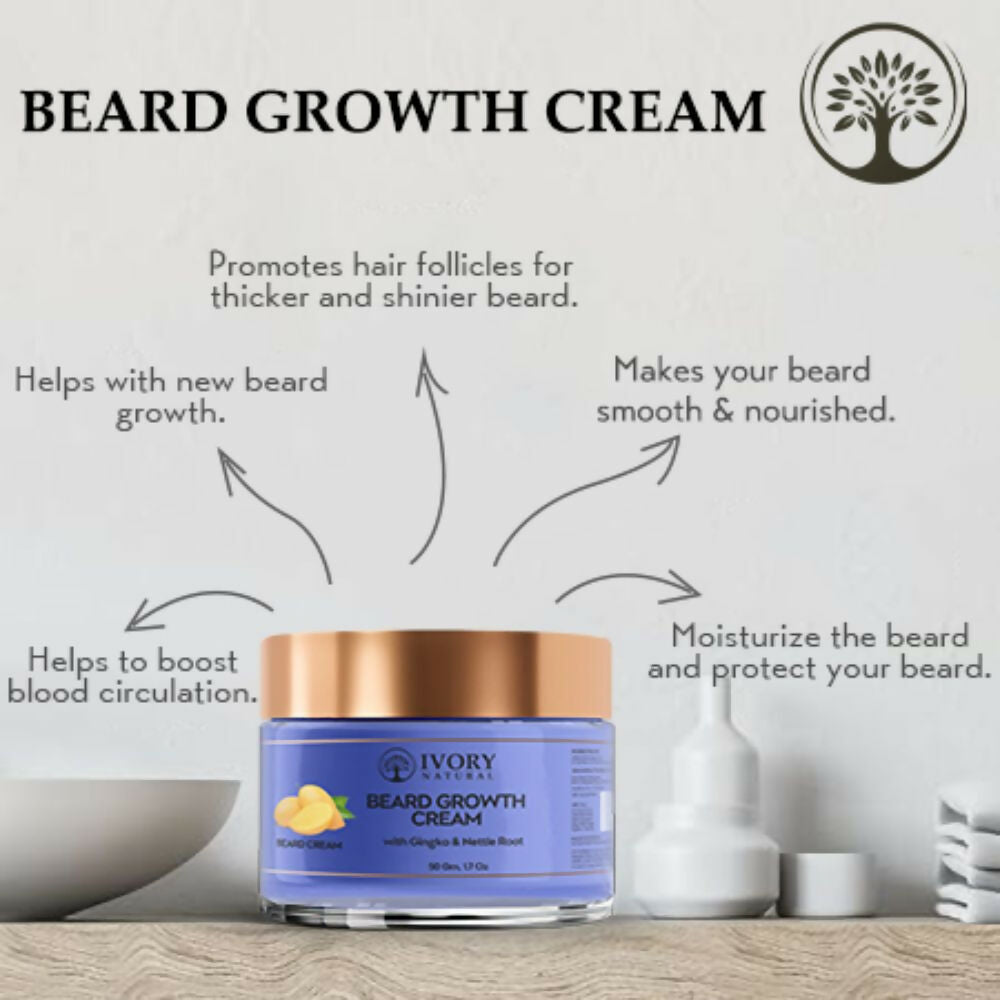 Ivory Natural Beard Growth Cream - Biotin Boosted Hair Follicle For New Hair Cycle