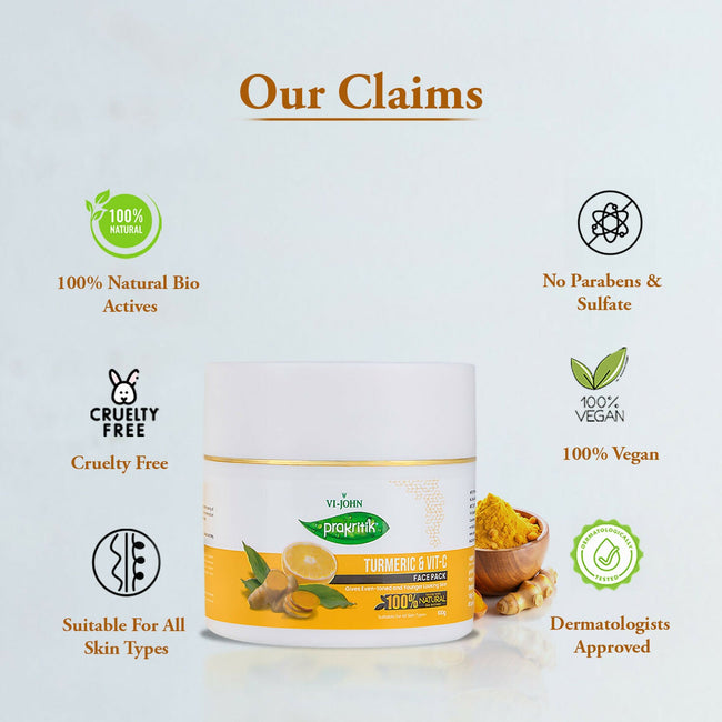 VI-JOHN Prakritik Vitamin C & Turmeric Face Pack Fades Dark Spots, 100% Natural Bio Actives Main Image