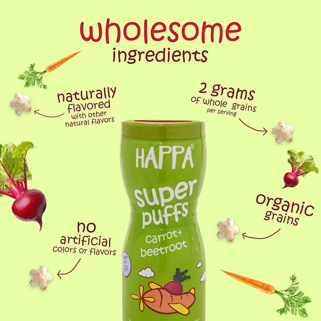 Happa Multigrain Carrot & Beetroot Melts Super Puffs (8 Months+) Main Image