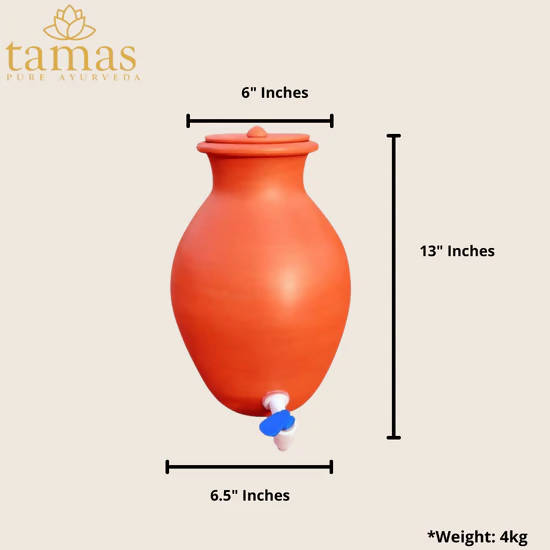 Tamas Handmade & Eco-Friendly Earthen Pot With Clay Lid & Tap