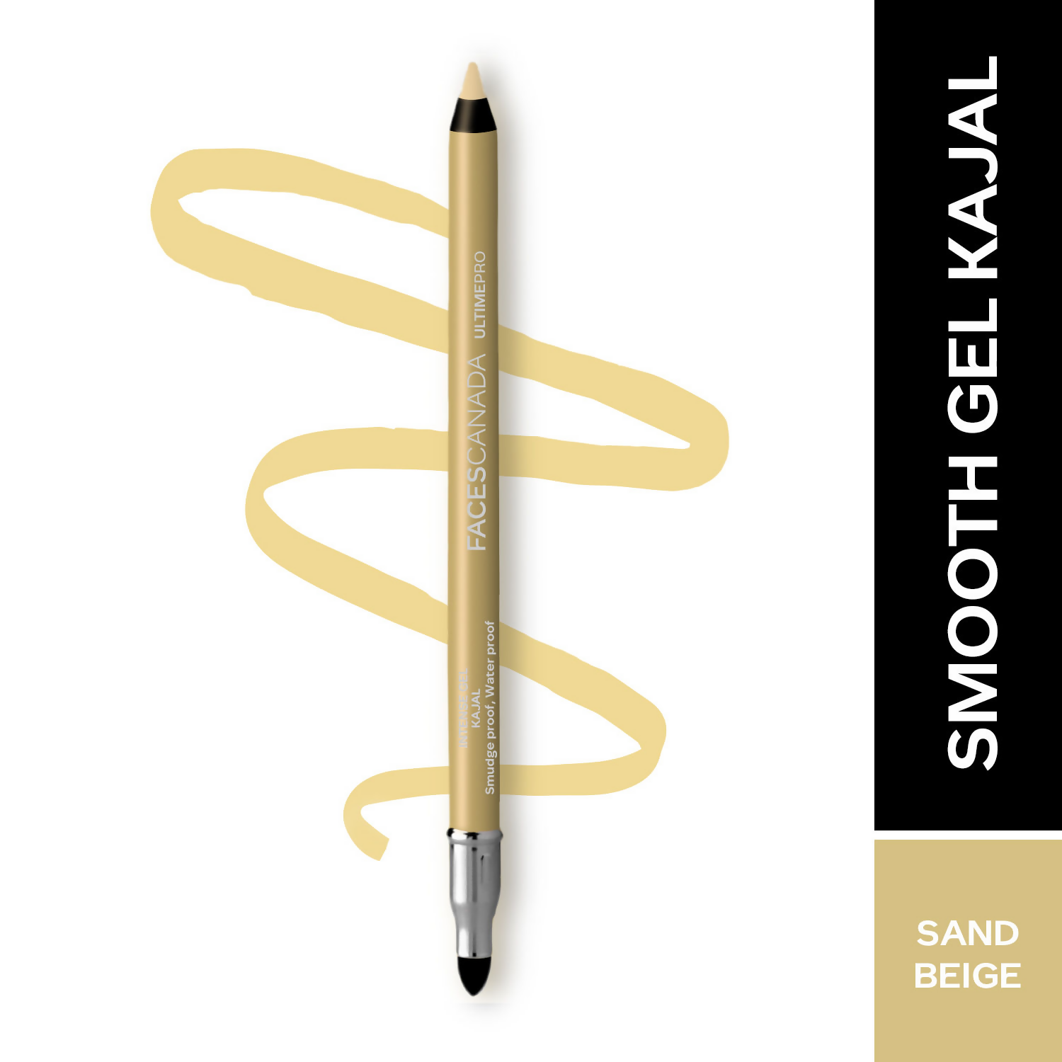Faces Canada Ultime Pro Intense Gel Kajal With Smudger & Sharpener - Sand Beige