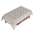 Yellow Weaves Cotton Geometric Designer Net Rectangular Center 4 Seater Table Cover - Off White