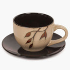 Home Centre Caraway Cup and Saucer- Set of 13 Pcs - 220 ml - Brown