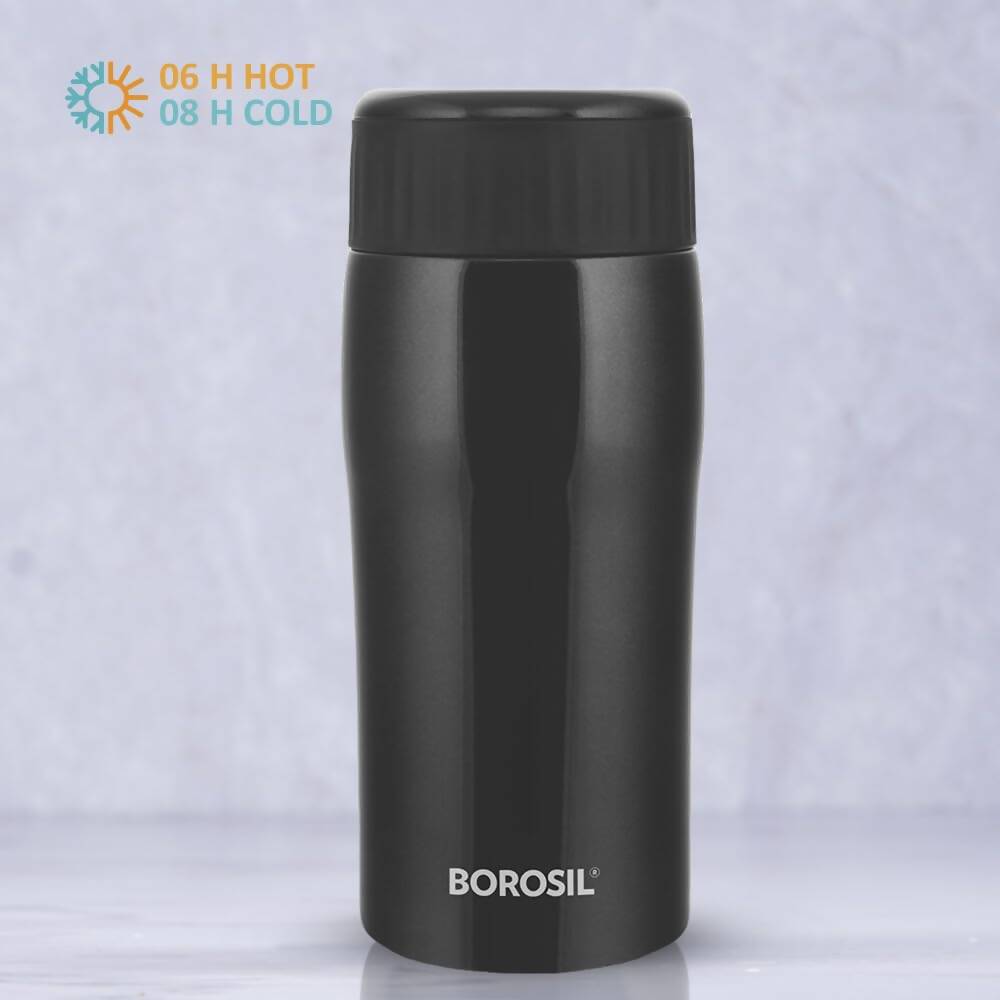 Borosil Cosmic Insulated Water Bottle Tumbler - 320ml (Black)