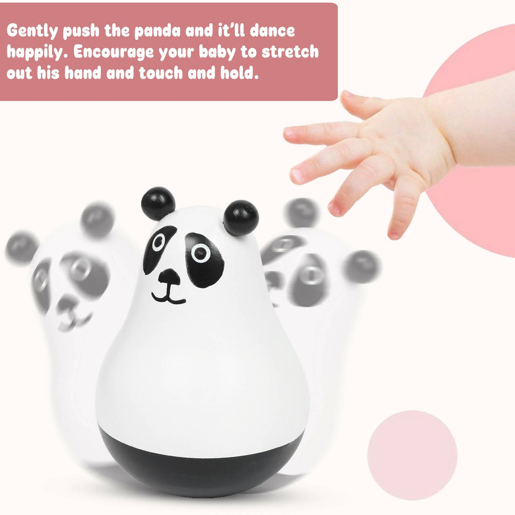 Matoyi Wobbly Panda & Blue Rabbit Pull Along & Maraca For Kids