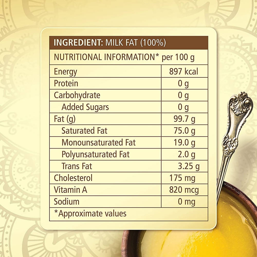 Dabur Cow Ghee | Desi Cow Milk Ghee | Made From Grass Fed Cow's Milk | Organic Ghee