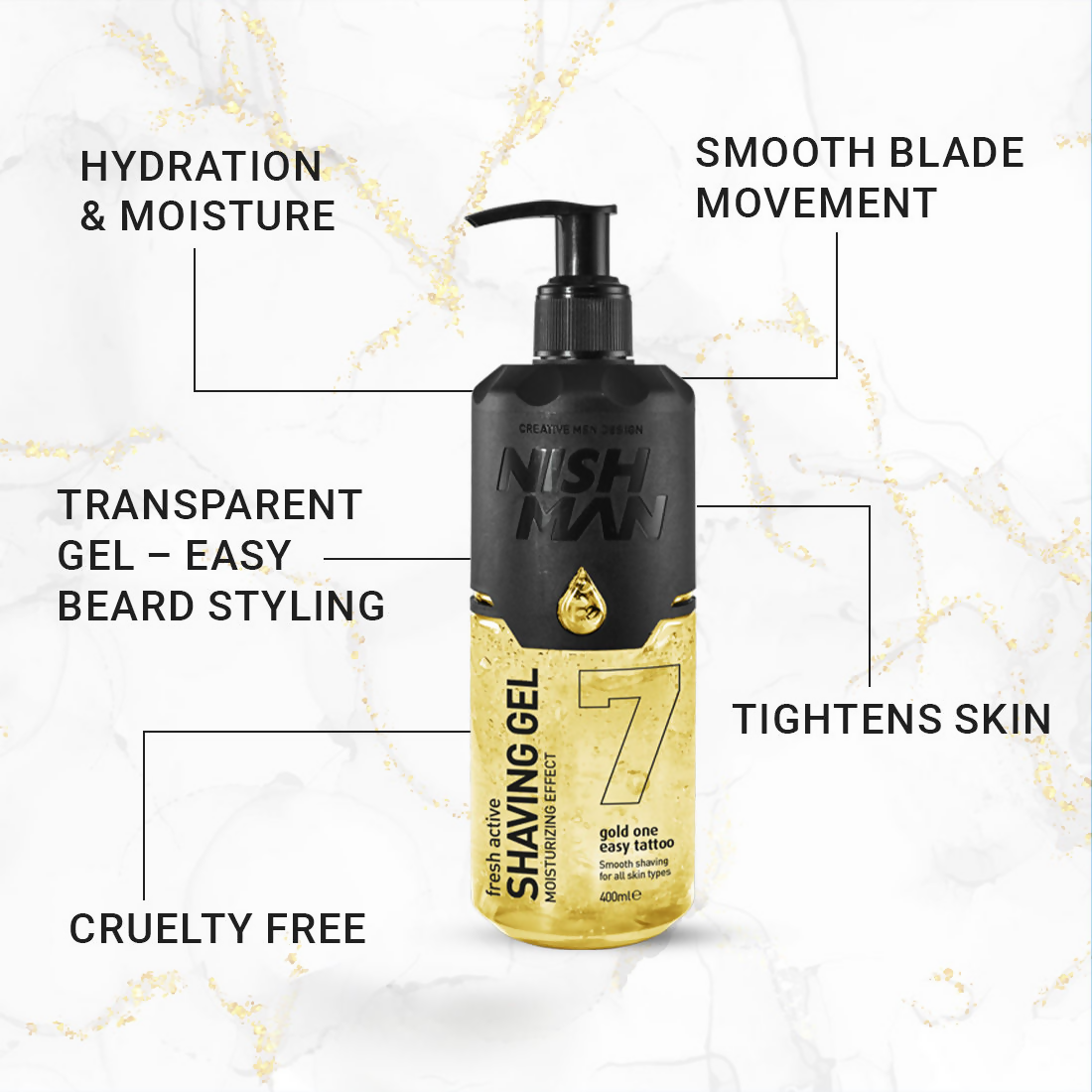 NishMan Fresh Active Shaving Gel Moisturizing Effect - Gold One