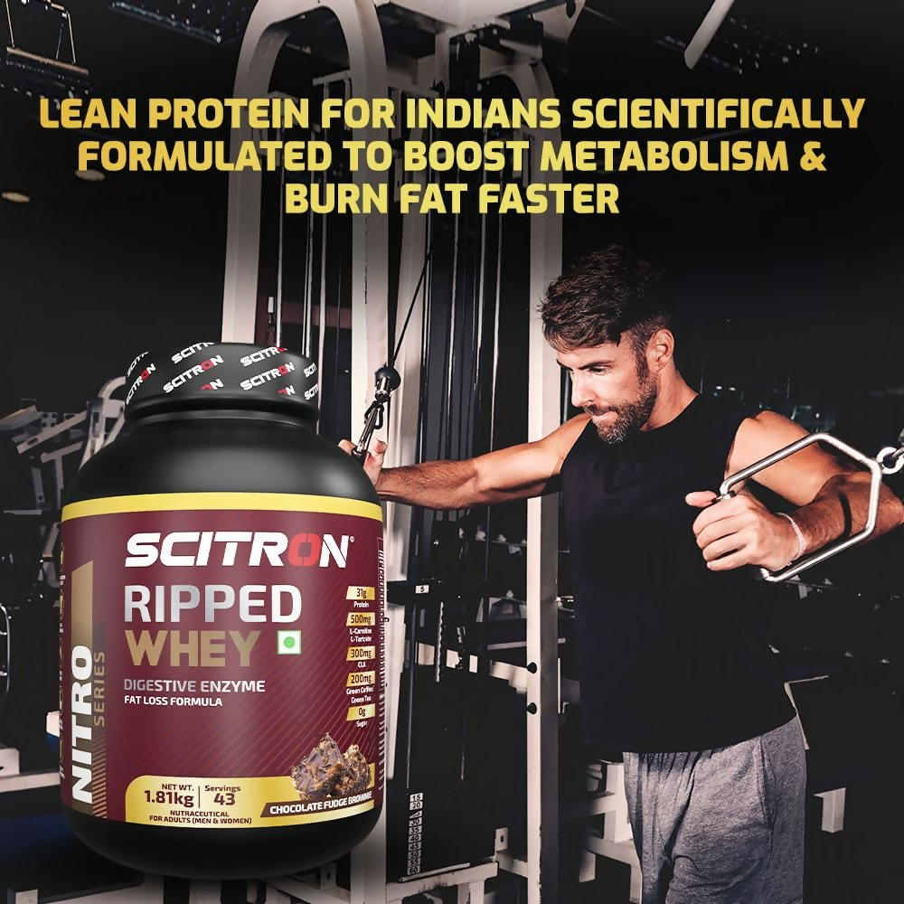 Scitron Ripped Whey Protein Powder Flavor Chocolate Fudge Brownie