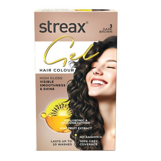 Streax Gel No Ammonia 100% Grey Coverage Hair Color - Dark Brown 3 Hover Image