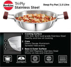 Hawkins TriPly Stainless Steel Deep Fry Pan Kadhai 26 cm Diameter 2.5 L