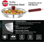 Hawkins TriPly Fry Pan 26 cm Diameter with Lid 1.8 L Capacity (SSF26G)