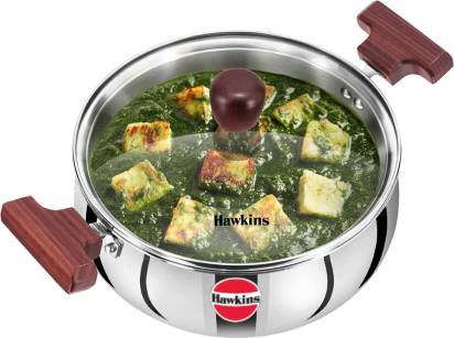Hawkins TriPly Cook n Serve Handi with Glass Lid 22 cm Diameter 3 L (SSH30G) Hover Image