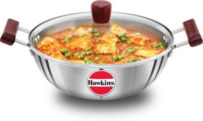 Hawkins Triply Stainless Steel Kadhai 28 cm Diameter with Lid 4 L (SSK40G)