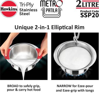 Hawkins Tri-Ply Stainless Steel Induction Metro Patila, 2 Litre (SSP20) Main Image