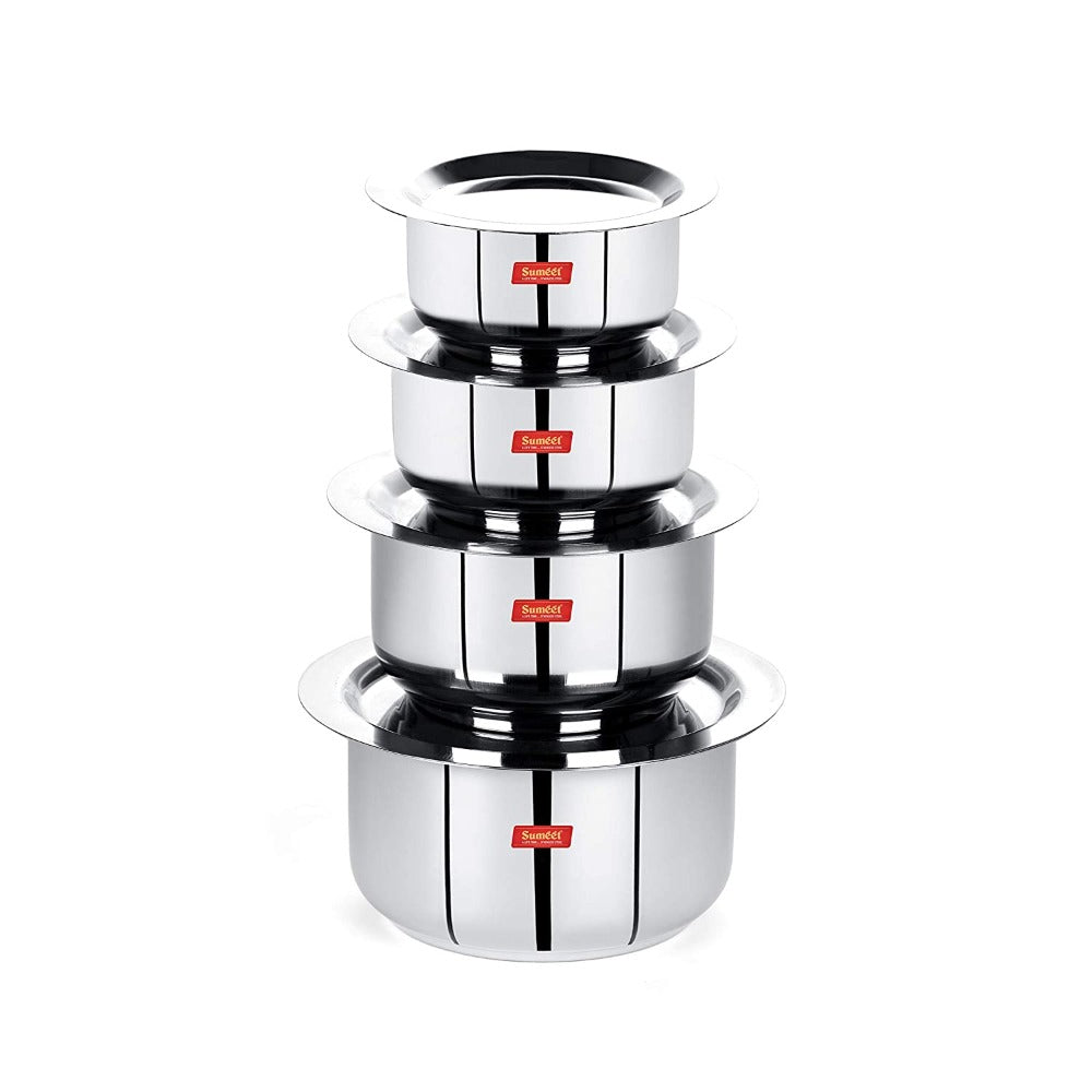 Sumeet Stainless Steel Tope/ Patila/cookware With Lids
