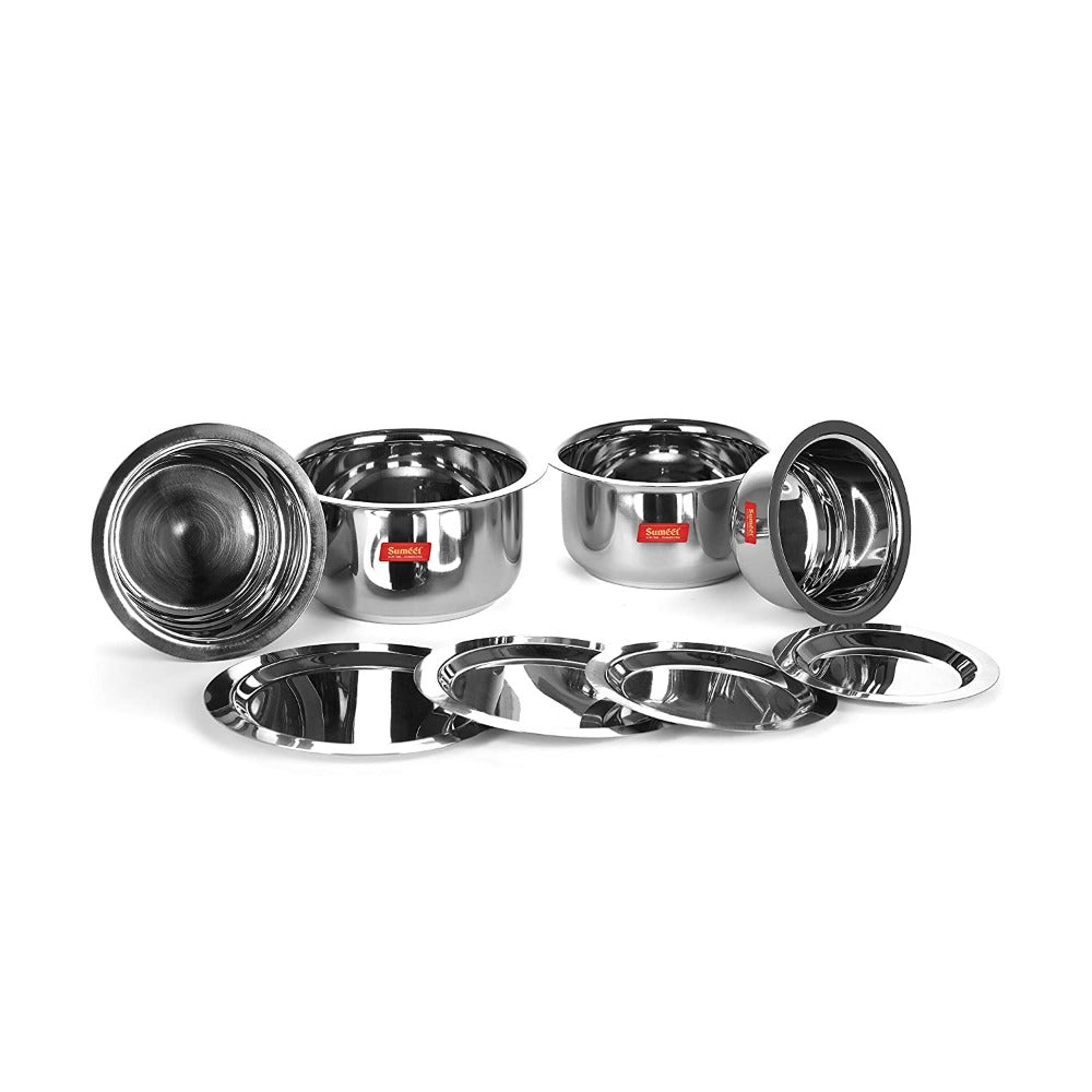 Sumeet Stainless Steel Tope/ Patila/cookware With Lids
