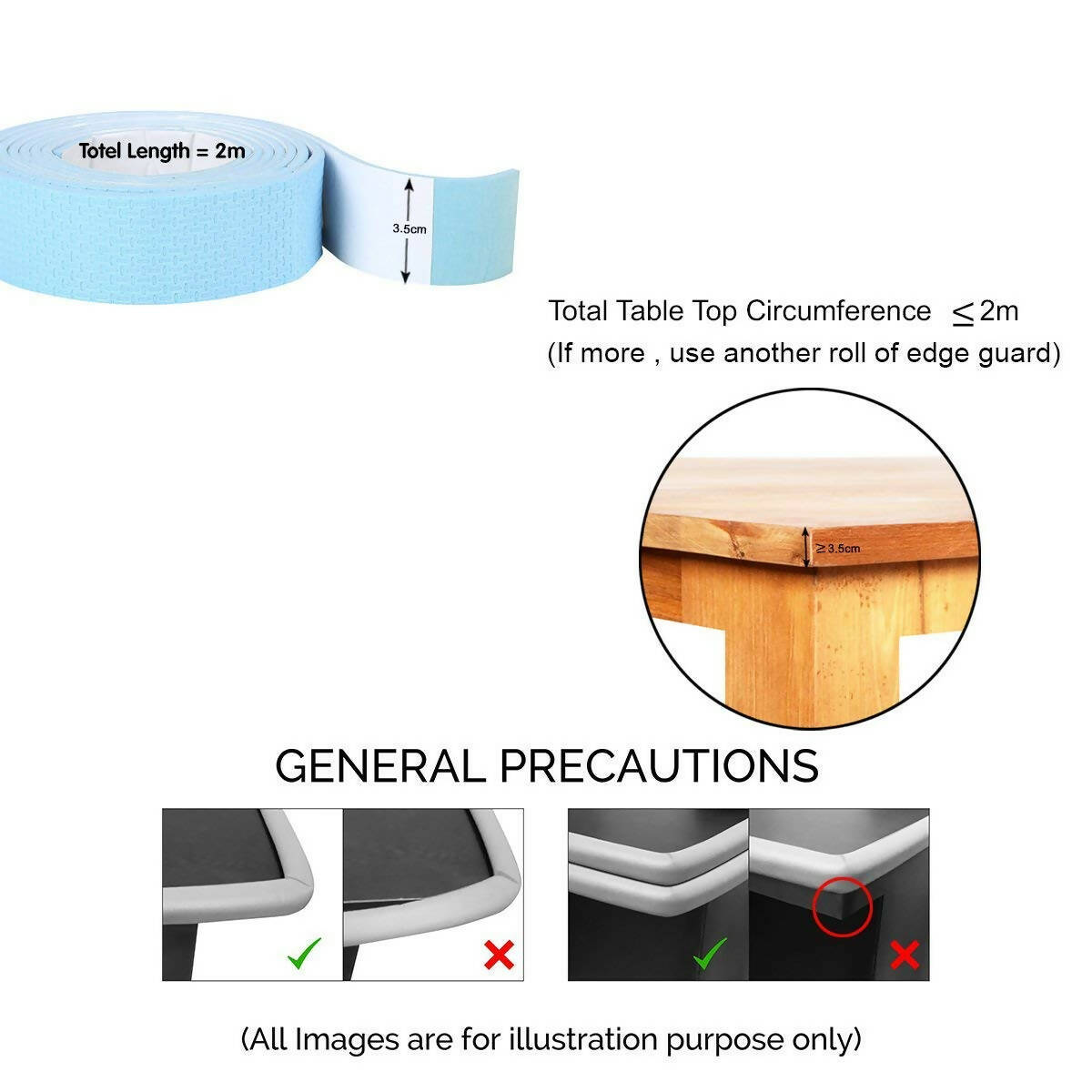 Safe-O-Kid Easy to use Baby Safety Long Pattern Edge Guard Roll 2 meter long-Blue