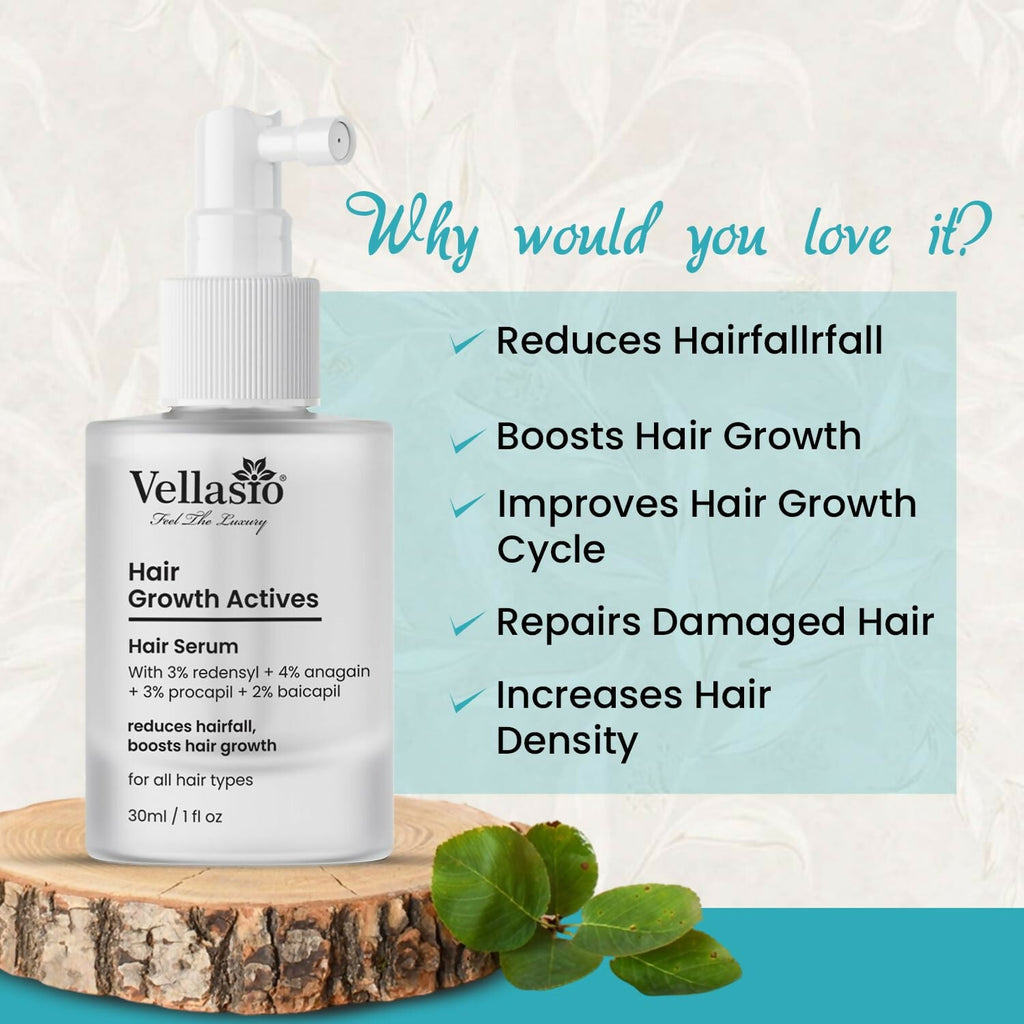 Vellasio Hair Growth Serum Actives - 3% Redensyl, 4% Anagain, 3% Procaoil, 2% Baicapil