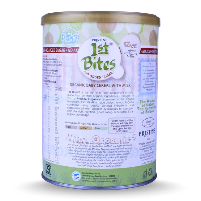 Pristine 1st Bites Organic Rice Baby Cereal Stage-1 Tin Main Image