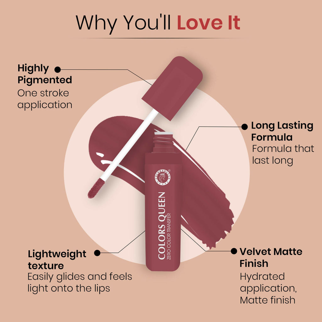 Colors Queen Zero Color Transfer Liquid Lipstick - Velvet Nude