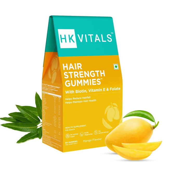 HK Vitals Hair Strength Biotin Gummies - Mango Flavor Hover Image