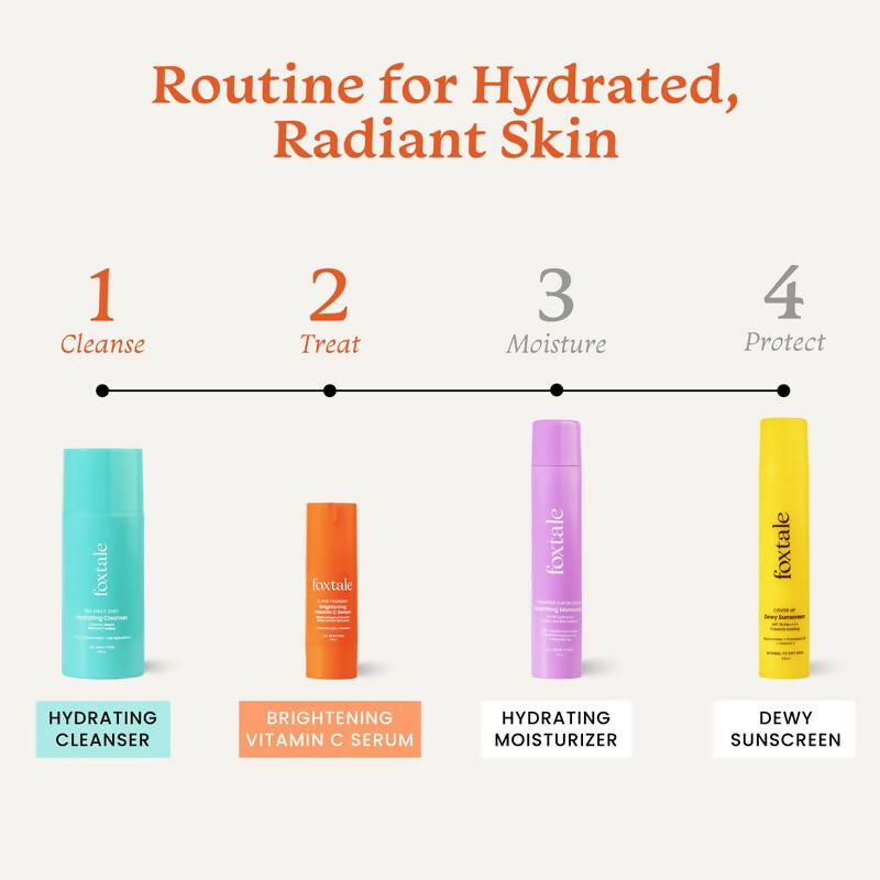 Foxtale Hydrate & Glow Skin Care Kit for Glowing Skin: Cleanser Hydrating Face Wash + Vitamin C Face Serum